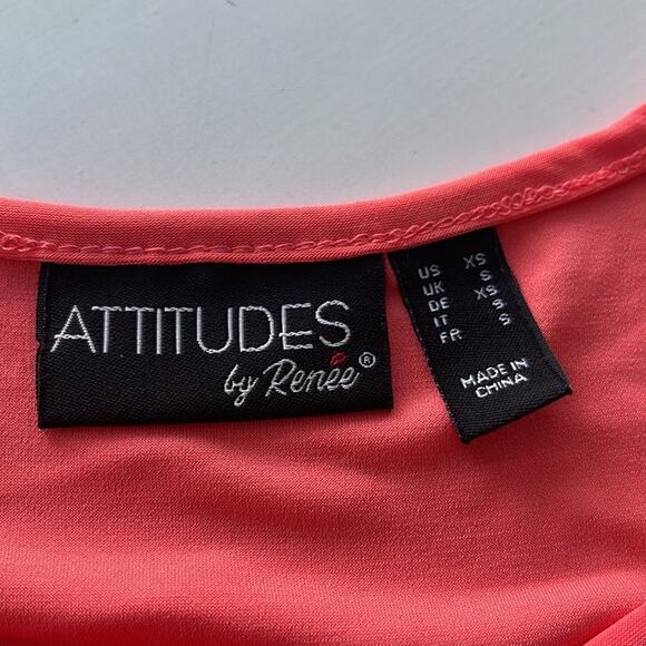 Attitudes by Renee Women's SIZE XS Keyhole A-Line Scalloped Hem Top Blouse - Picture 7 of 7